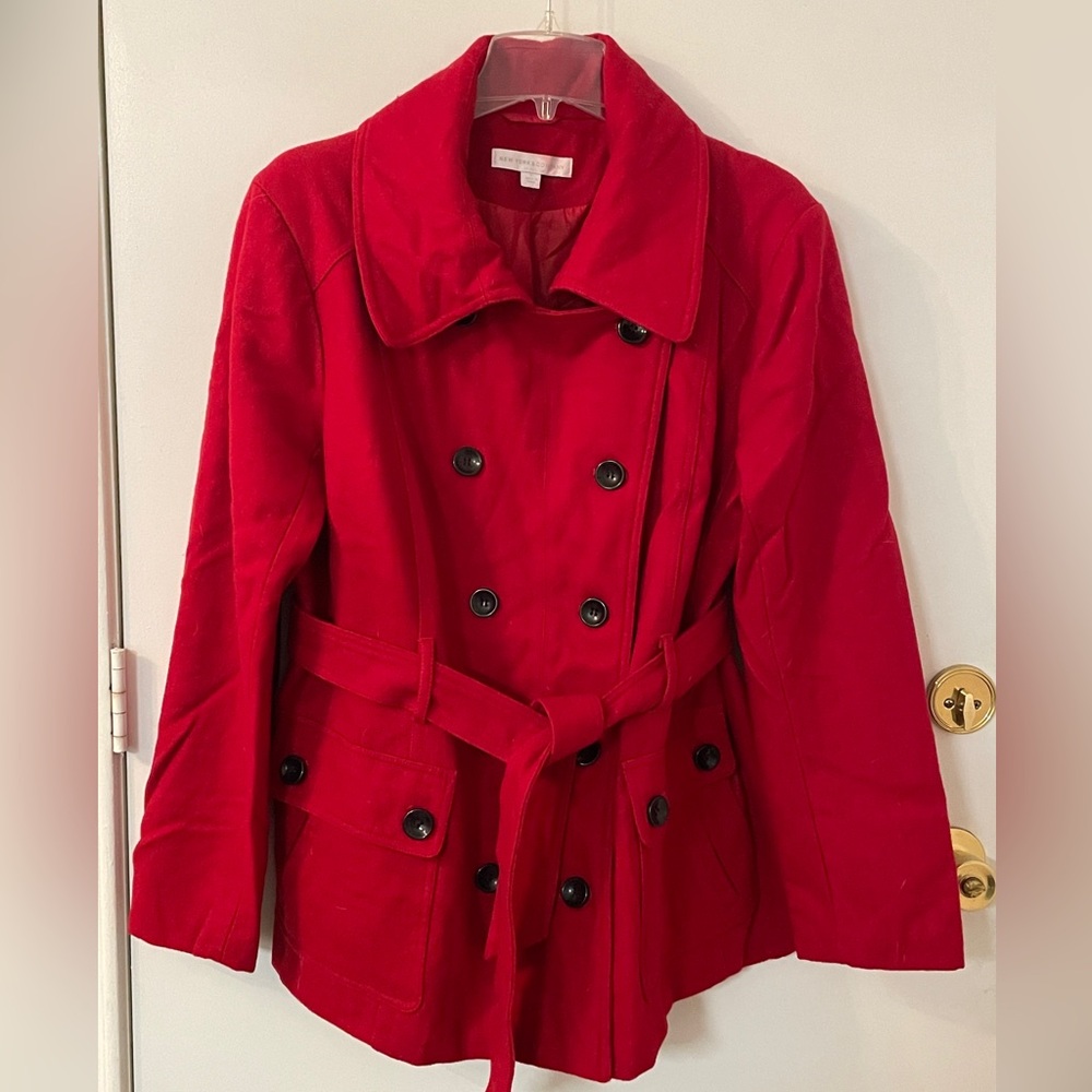 NY&Co Red Peacoat XL
